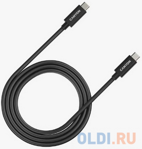 Кабель USB Type C 2м Canyon CNS-USBC42B круглый черный harper usb usb type c sch 732 силиконовый кабель для зарядки и синхронизации 2м металлический штекер на концах способны заряжать устройст