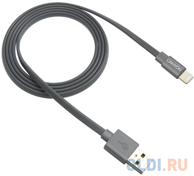 Кабель USB Lightning 1м Canyon CNS-MFIC2DG_OEM плоский серый