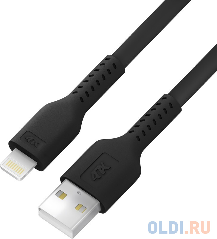 

4PH Кабель 1.0m USB AM/Lightning - поддержка всех iOS, MFi, черный, 4PH-R90140