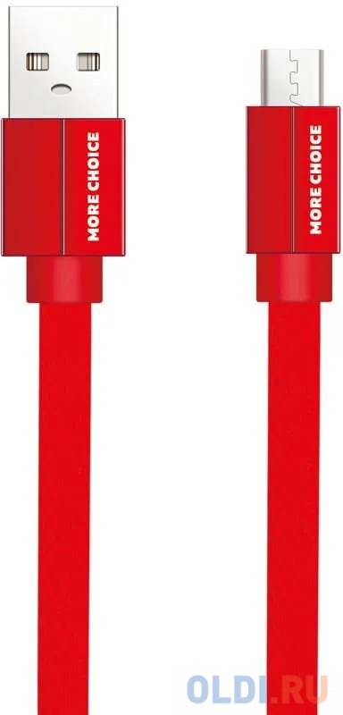 

Дата-кабель USB 2.1A для micro плоский USB More choice K20m нейлон 1м (Red)