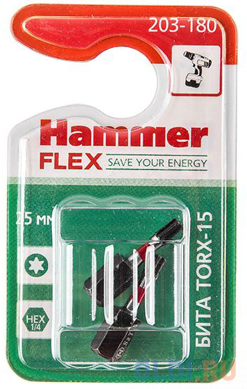 

Бита Hammer Flex 203-180 TORX-15 25мм, 2шт.