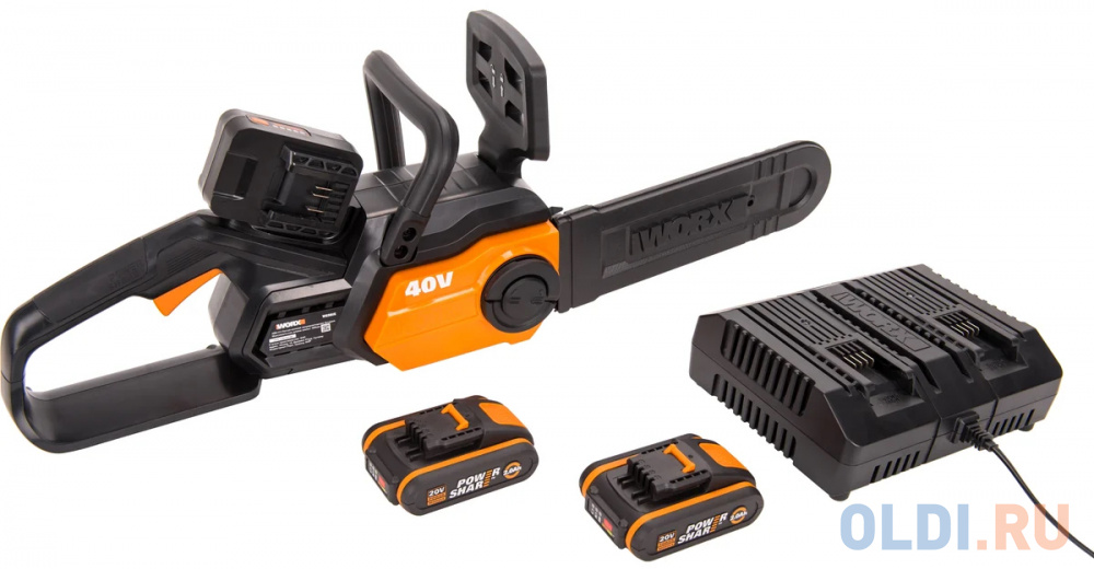 WORX Пила цепная аккумуляторная ChainSaw 30см 20 В 2 Ач двойное ЗУ WG381E