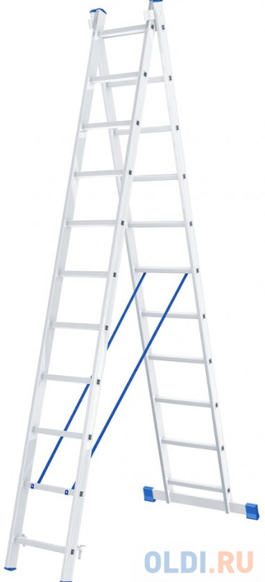 Лестница, 2 х 11 ступеней, алюминиевая, двухсекционная, Россия// Сибртех лестница 2 х 11 ступеней алюминиевая двухсекционная россия сибртех