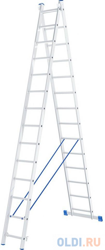 Лестница, 2 х 14 ступеней, алюминиевая, двухсекционная, Россия// Сибртех лестница приставная 9 ступеней россия сибртех