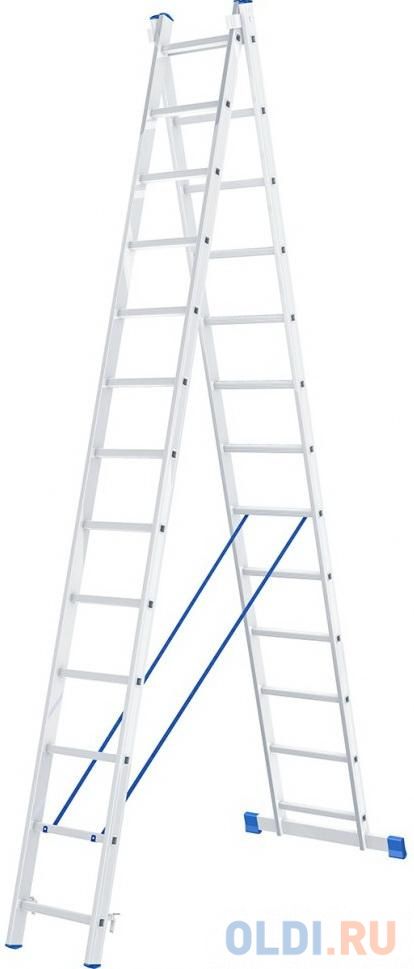 Лестница, 2 х 13 ступеней, алюминиевая, двухсекционная, Россия// Сибртех лестница сибртех 97907 7 ступеней