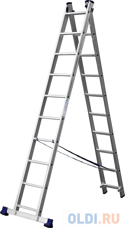 Лестница СИБИН универсальная, двухсекционная, 10 ступеней [38823-10] лестница сибин универсальная трехсекционная со стабилизатором 8 ступеней 38833 08