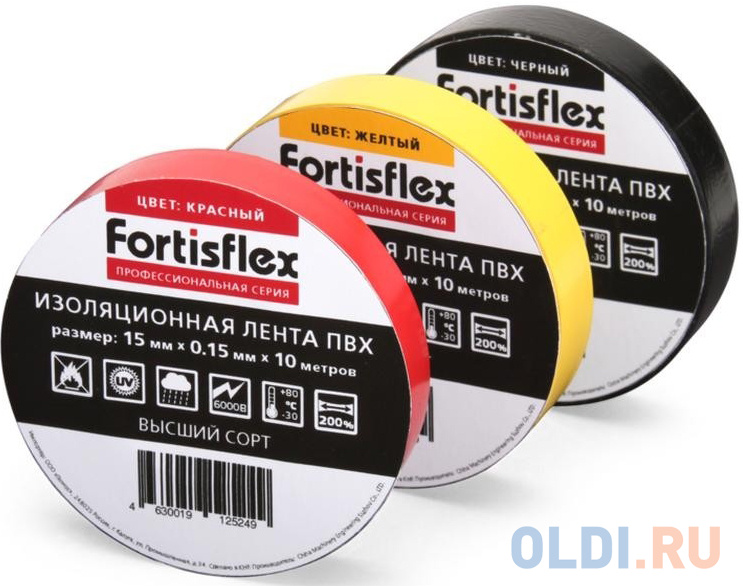 

Fortisflex 71228 Изолента ПВХ 15x0.15х10 черная (Fortisflex, Чёрный