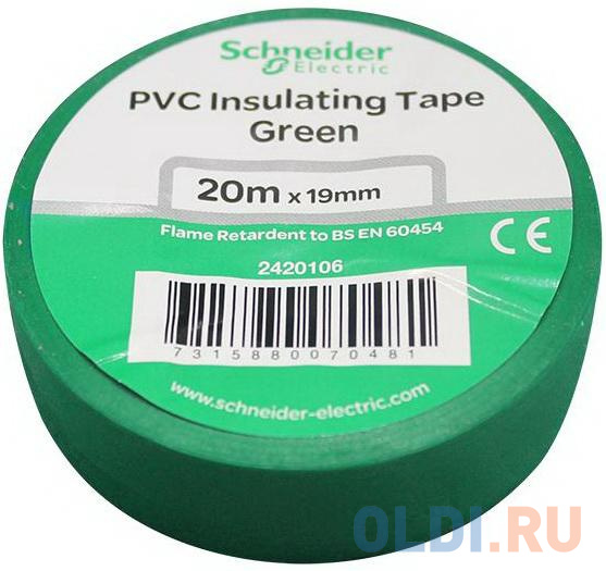 

Изолента SCHNEIDER ELECTRIC 469212 пвх 19мм рул.20м зел.