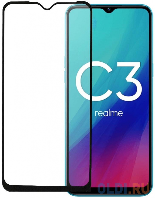 Пленка защитная Pero Защитное стекло PERO Full Glue для Realme C3, черное