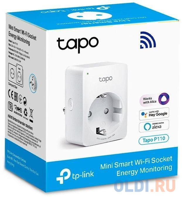 TP-Link Tapo P110 Умная мини Wi-Fi розетка, размер 72 х 51 х 40 мм - фото 3