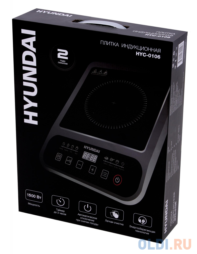 Индукционная электроплитка Hyundai HYC-0106 чёрный фото