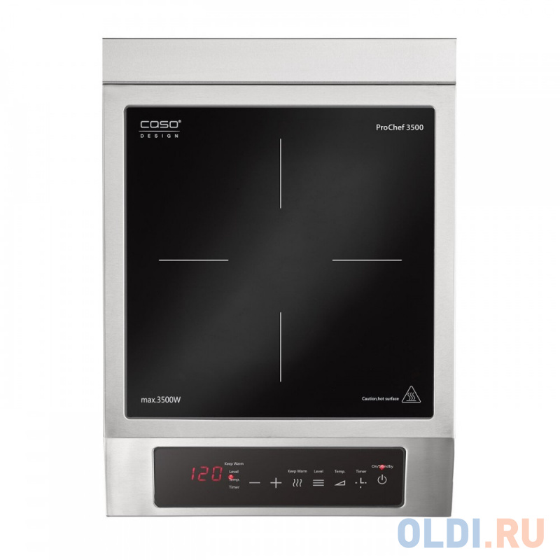 Индукционная электроплитка CASO Pro Chef 3500 серебристый чёрный фото