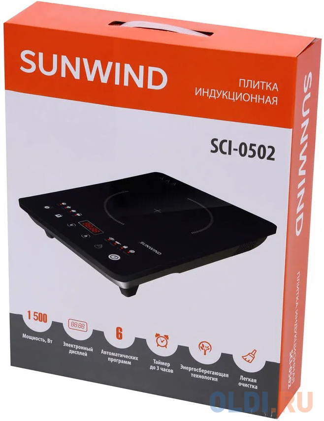 Индукционная электроплитка SunWind SCI-0502 чёрный Вид№4