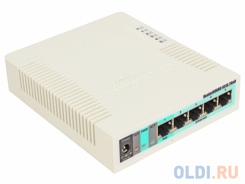 Маршрутизатор MikroTik RB951G-2HnD RouterBOARD 951G-2HnD with 600Mhz CPU, 128MB RAM, SxGbit LAN, built-in 2.4Ghz 802b/g/n 2x2 two chain wireless with фото