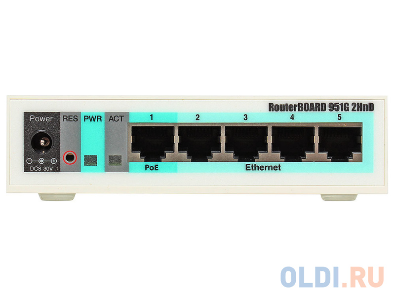 Маршрутизатор MikroTik RB951G-2HnD RouterBOARD 951G-2HnD with 600Mhz CPU, 128MB RAM, SxGbit LAN, built-in 2.4Ghz 802b/g/n 2x2 two chain wireless with фото
