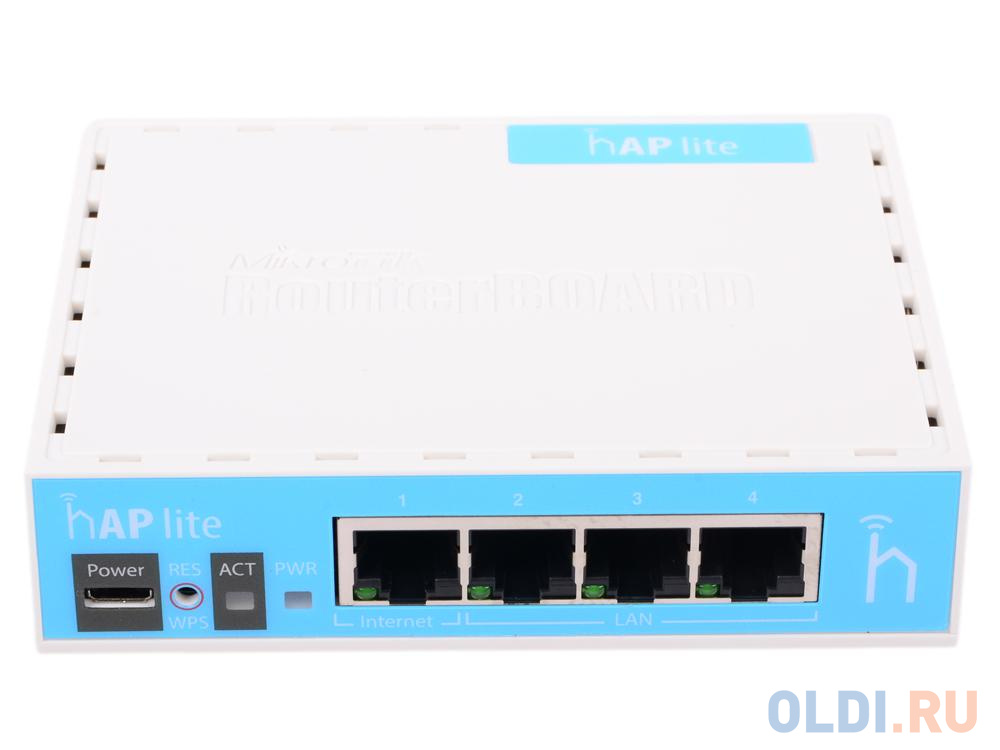 Маршрутизатор MikroTik RB941-2nD hAP lite  with 650MHz CPU, 32MB RAM, 4xLAN, built-in 2.4Ghz 802.11b/g/n 2x2 two chain wireless with integrated antenn от OLDI
