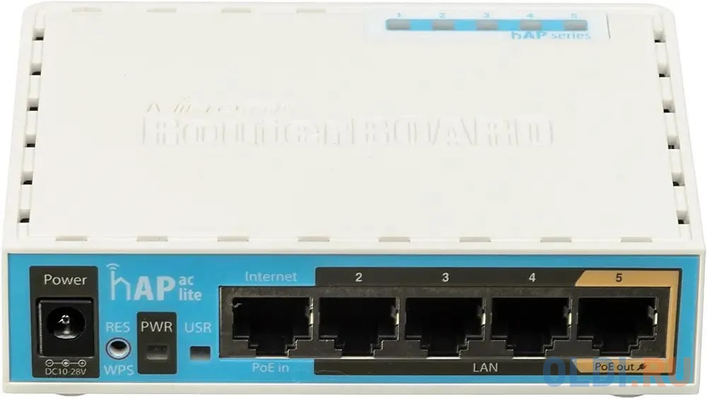 Маршрутизатор MikroTik RB952Ui-5ac2nD hAP ac lite  with 650MHz CPU, 64MB RAM, 5xLAN, built-in 2.4Ghz 802.11b/g/n two chain wireless with integrated an - фото 2