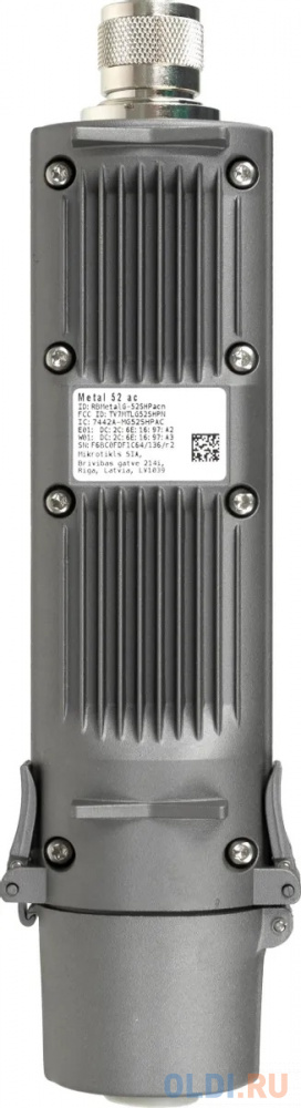 Точка доступа MikroTik RBMetalG-52SHPacn Metal 52 ac  2.4/5GHz 802.11a/b/g/n/ac wireless, RouterOS L4, metal case, mounting loops, PoE, PSU, Omni ante фото