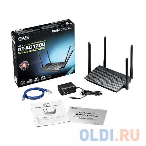 Маршрутизатор ASUS RT-AC1200 Двухдиапазонный маршрутизатор AC1200,  LANx4,  USB 3.0 x1 для подключения 3G/4G/Printer server  4x5dbi фото