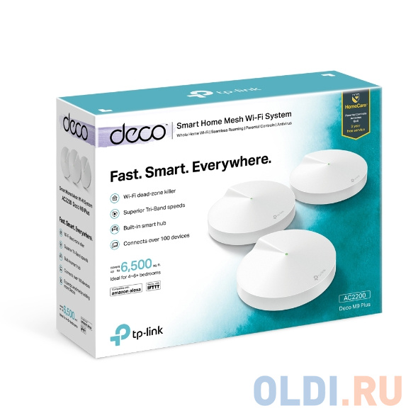 Роутер TP-LINK DECO M9 PLUS(3-PACK) AC2200 Mesh Wi-Fi система для умного дома фото