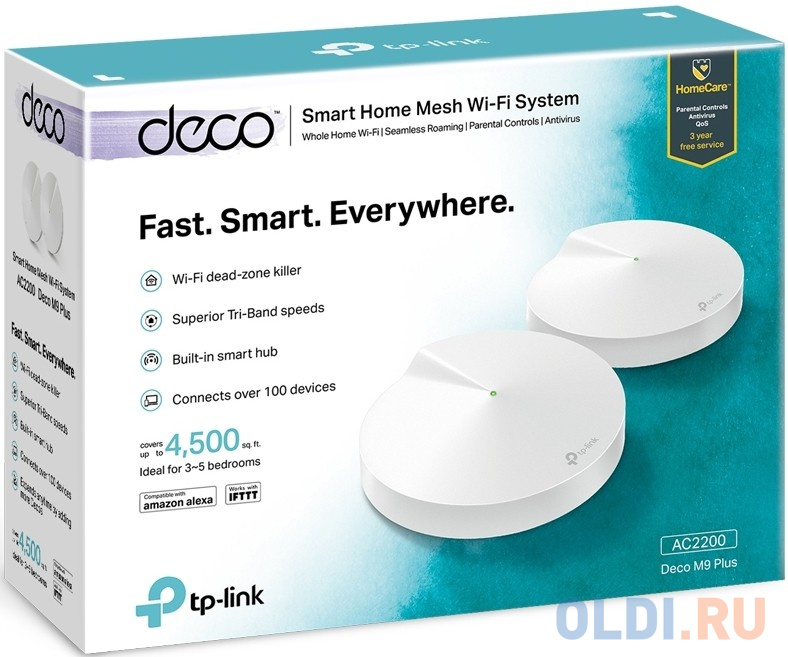 Роутер TP-LINK DECO M9 PLUS(2-PACK) AC2200 Mesh Wi-Fi система для умного дома фото