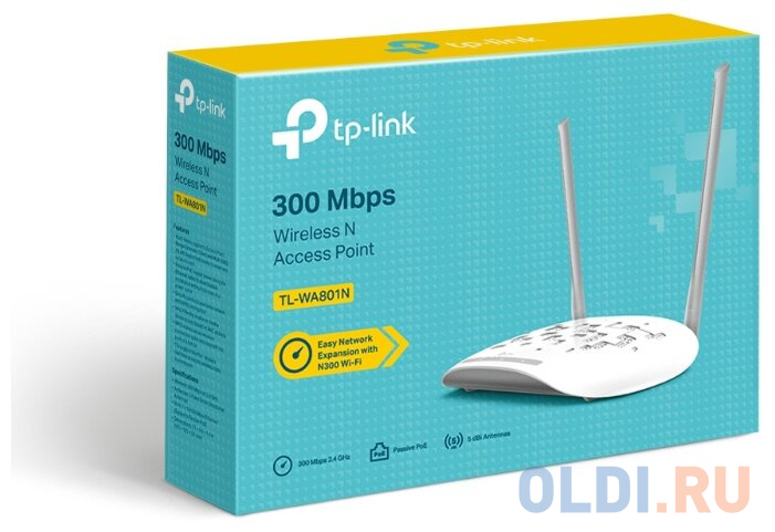 Точка доступа TP-LINK TL-WA801N 802.11bgn 300Mbps 2.4 ГГц 0xLAN белый фото