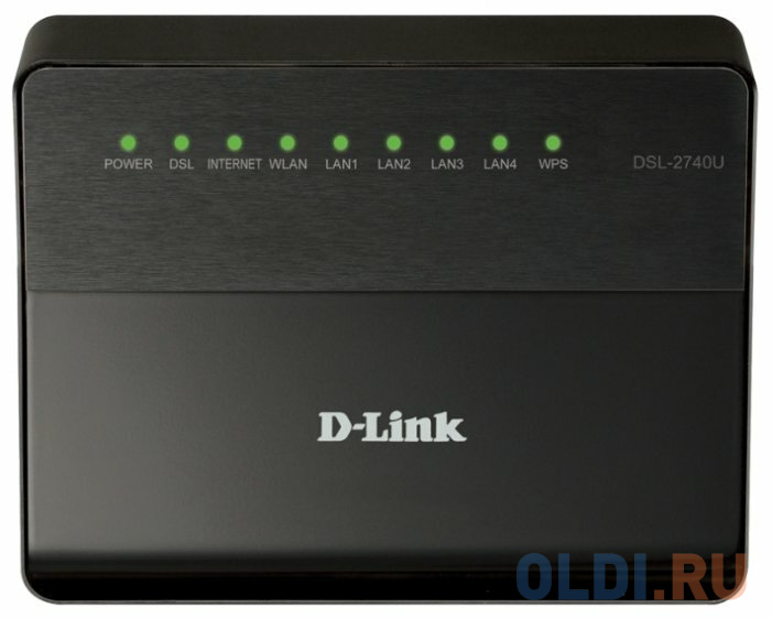 Беспроводной маршрутизатор ADSL D-Link DSL-2740U/R1A 802.11bgn 300Mbps 2.4 ГГц 4xLAN черный DSL-2740U/R1A - фото 1