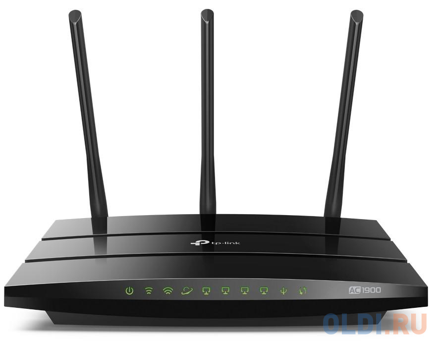 Wi-Fi роутер TP-LINK ARCHER A9 802.11abgnac 1900Mbps 2.4 ГГц 5 ГГц 4xLAN черный - фото 1