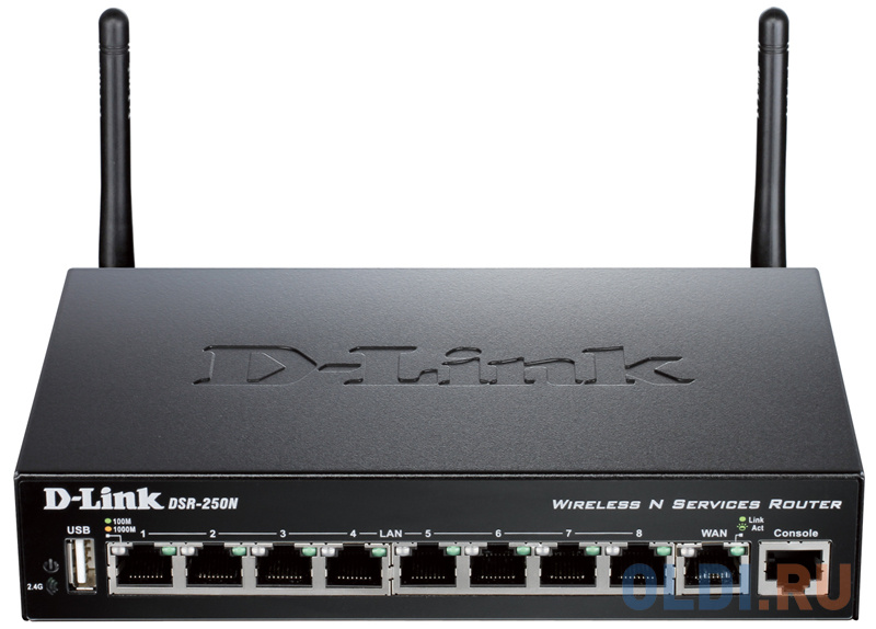 

Беспроводной маршрутизатор D-Link DSR-250N/C1A 802.11abgn 300Mbps 2.4 ГГц 5 ГГц 8xLAN USB черный