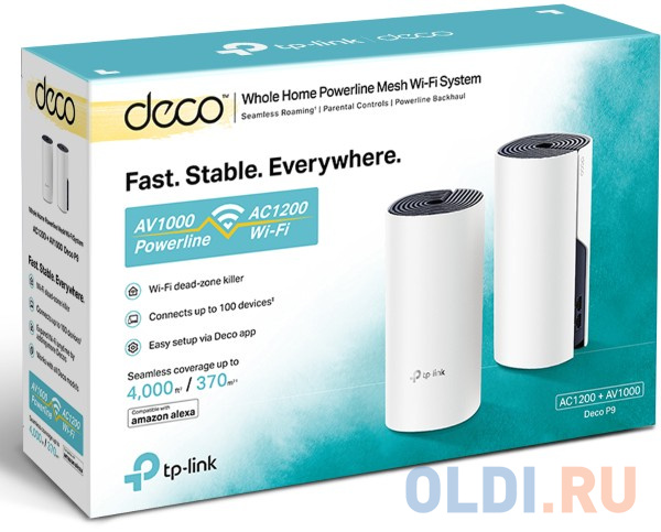 Wi-Fi система TP-LINK DECO P9(2-PACK) 802.11abgnac 1167Mbps 2.4 ГГц 5 ГГц 2xLAN белый фото