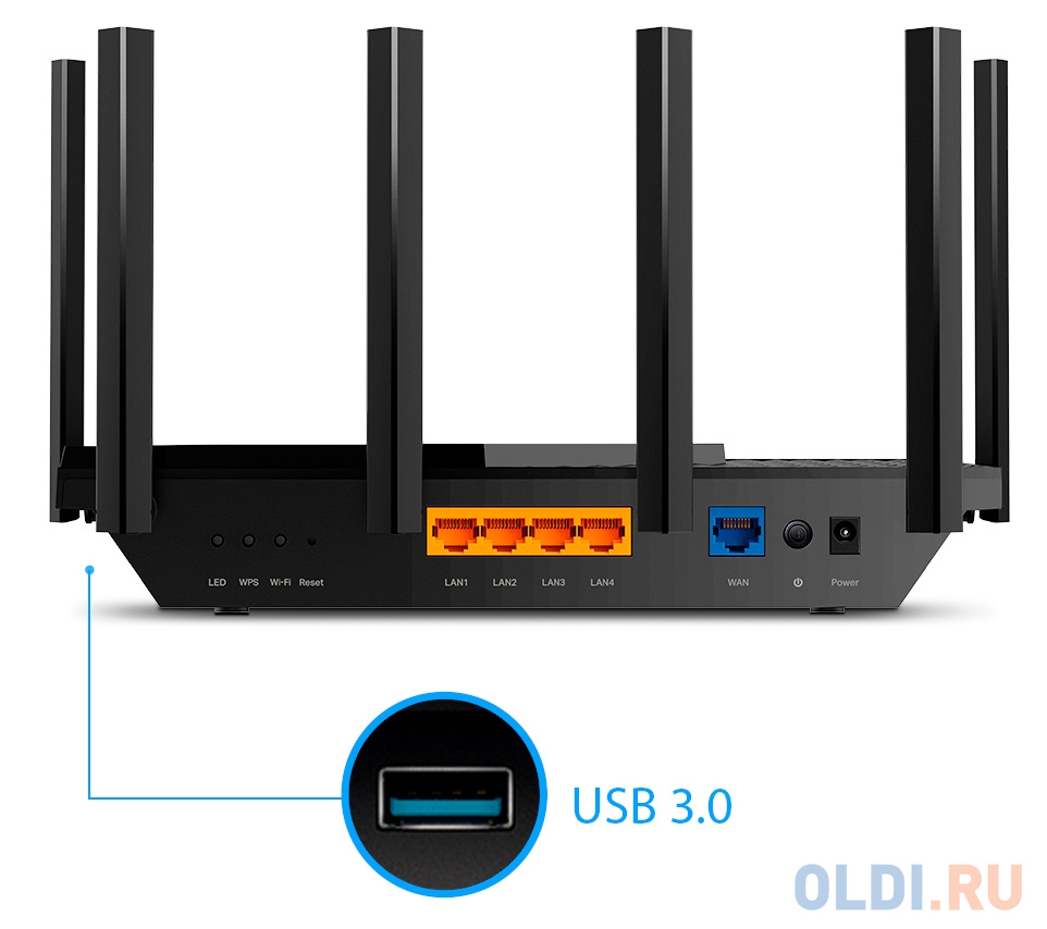 Wi-Fi роутер TP-LINK ARCHER AX73 802.11abgnacax 5378Mbps 2.4 ГГц 5 ГГц 4xLAN черный фото