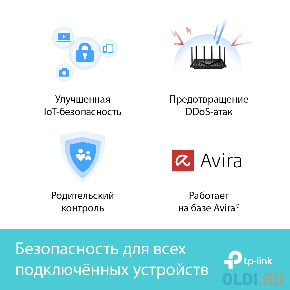 Wi-Fi роутер TP-LINK ARCHER AX73 802.11abgnacax 5378Mbps 2.4 ГГц 5 ГГц 4xLAN черный фото