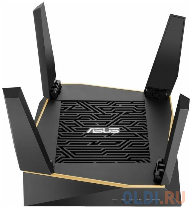 Wi-Fi роутер ASUS RT-AX92U 802.11abgnacax 6071Mbps 2.4 ГГц 5 ГГц 5 ГГц 4xLAN USB черный фото