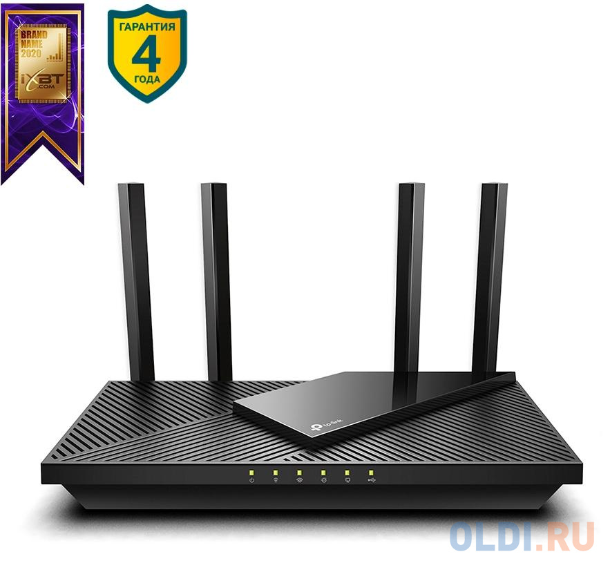 Wi-Fi роутер TP-LINK Archer AX55 802.11abgnacax 2976Mbps 2.4 ГГц 5 ГГц 4xLAN черный