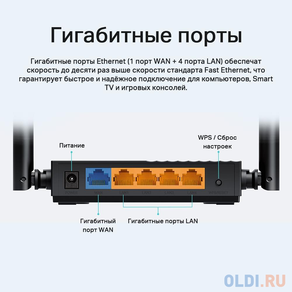 Wi-Fi роутер TP-LINK ARCHER A64 802.11abgnac 1267Mbps 2.4 ГГц 5 ГГц 4xLAN черный, размер 120 х 120 х 27,9 мм - фото 7