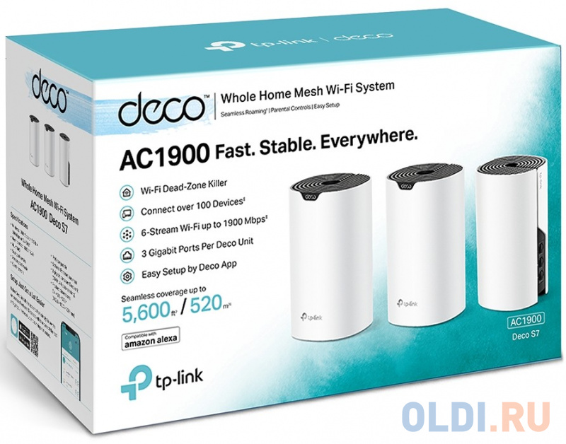 Wi-Fi система TP-LINK Deco S7(3-pack) 802.11aс 1300Mbps 2.4 ГГц 5 ГГц 3xLAN белый фото