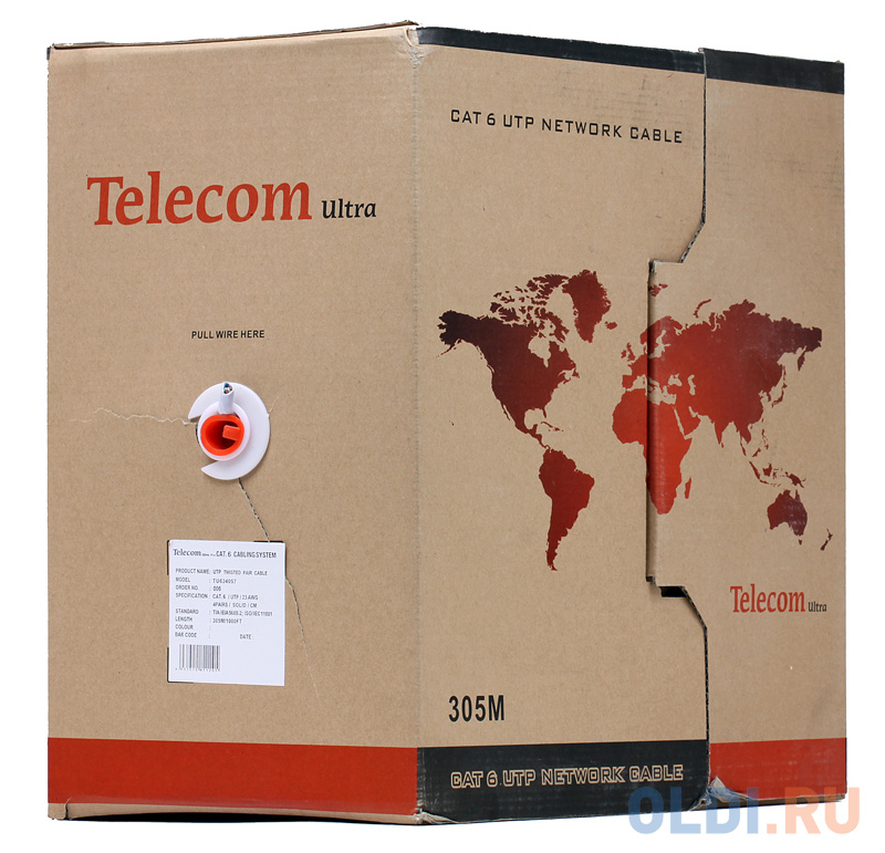 Кабель "Telecom" Ultra Pro (TU634057) UTP 4 пары кат.6 бухта 305м (Омедненный) фото
