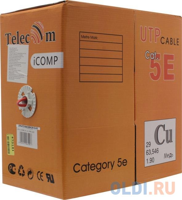 

Кабель Telecom CU UTP LSZH 4 пары кат. 5e <UTP4-TC1000C5EM-CU-ZH-IS enlarge PVC> (бухта 305м)