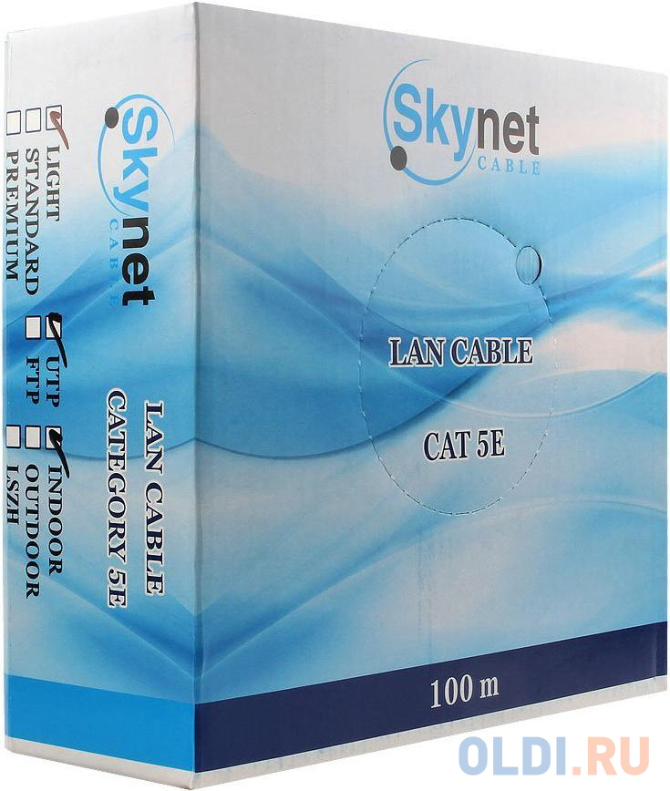 SkyNet Кабель UTP indoor, медный, FLUKE TEST, кат.5e, однож., (305м) box, серый [CSL-UTP-4-CU] Вид№2