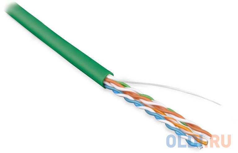Hyperline UUTP4-C5E-S24-IN-LSZH-GN-305 (305 м) Кабель витая пара, неэкран. U/­UTP, категория 5e, 4 пары (24 AWG), одножильный (solid), LSZH, нг(С)-HF, ft sfp28 cabp awg26 1 кабель dac copper cable 25g sfp28 to sfp28 26awg витая пара 1m