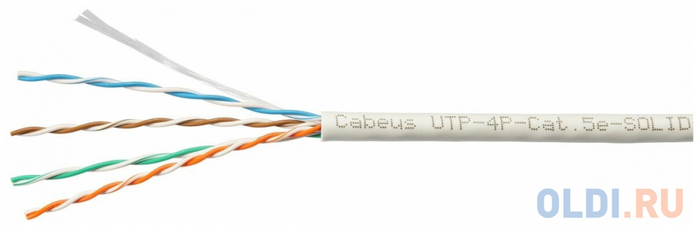 Cabeus UTP-4P-Cat.5e-SOLID-GY-LIGHT Кабель витая пара UTP (U/UTP), категория 5e, 4 пары 0,47мм (24 AWG), PVC нг(А)-LS, серый (305 м) Вид№3