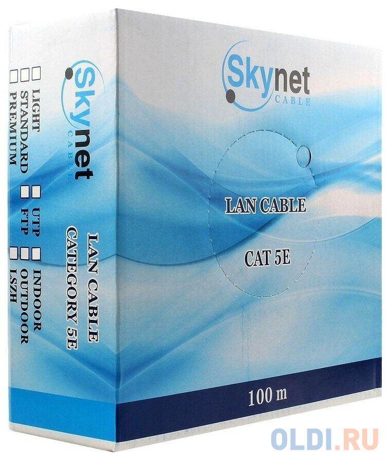 SkyNet Кабель FTP indoor 4x2x0,51, медный, FLUKE TEST, кат.5e, однож., 100 м, box, серый [CSP-FTP-4-CU/100]