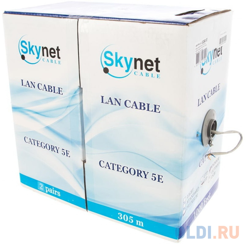 SkyNet Кабель Premium FTP indoor 2x2x0,51, медный, FLUKE TEST, кат.5e, однож., 305 м, box, серый [CSP-FTP-2-CU] - фото 3