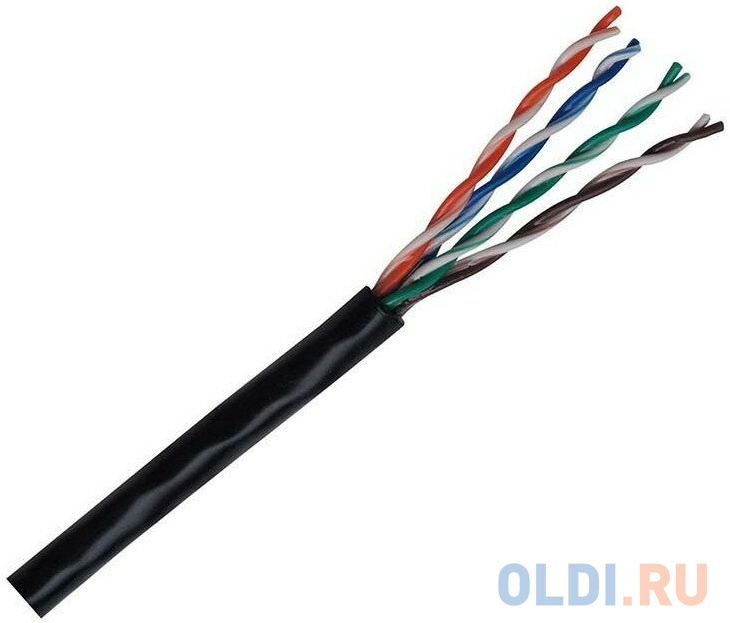 Кабель витая пара Bion BCL-U5510-381 U/UTP, кат.5e, 4x2x0,51 мм AWG 24, медь, одножильный, PE, для внешней прокладки, 305м, черный