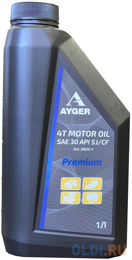 AYGER Масло моторное минеральное для 4-тактных двигателей марки SAE 30 API SJ/CF 1л (33001) масло моторное для двухтактных двигателей maxcut минеральное 1 л