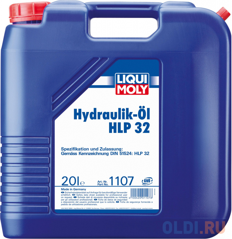 

Минеральное гидравлическое масло LiquiMoly Hydraulikoil HLP 32 20 л 1107