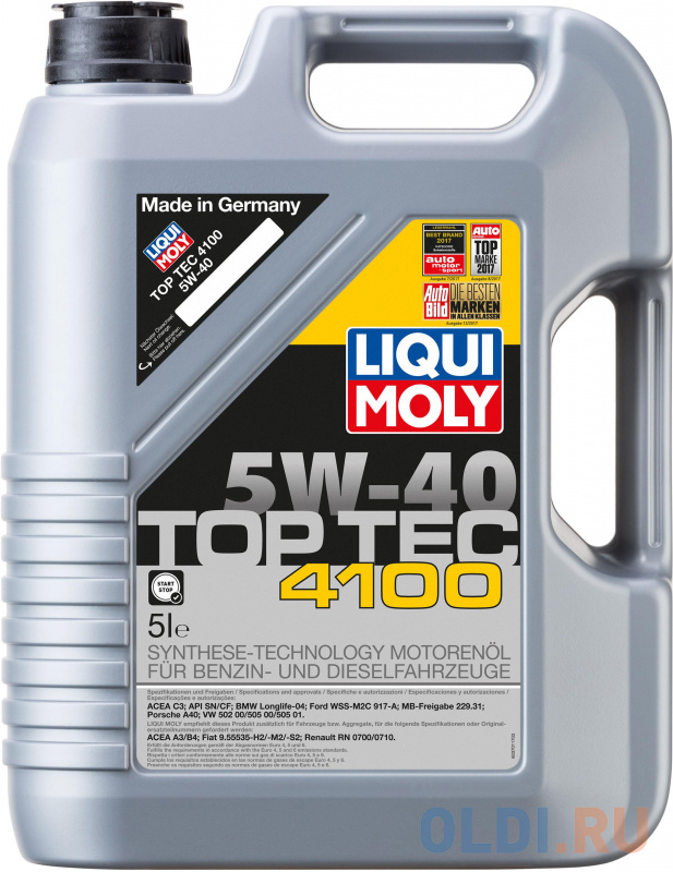 

НС-синтетическое моторное масло LiquiMoly Top Tec 4100 5W40 5 л 7501