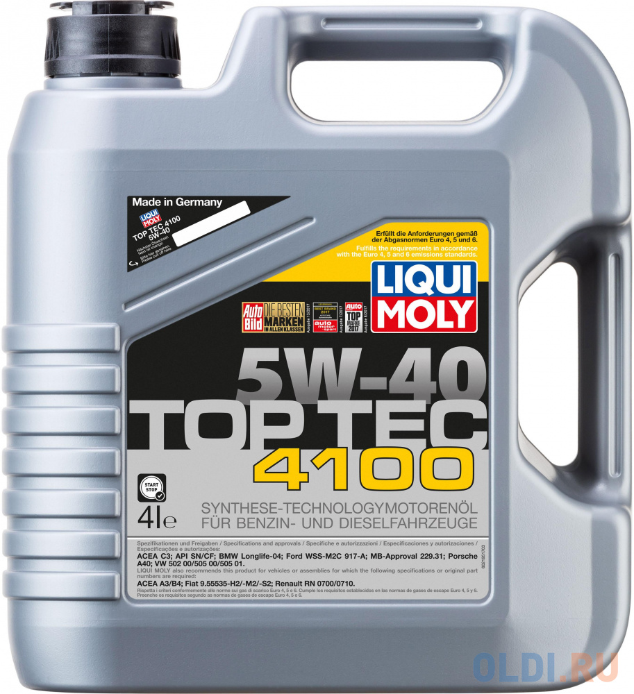 НС-синтетическое моторное масло LiquiMoly Top Tec 4100 5W40 4 л 7547