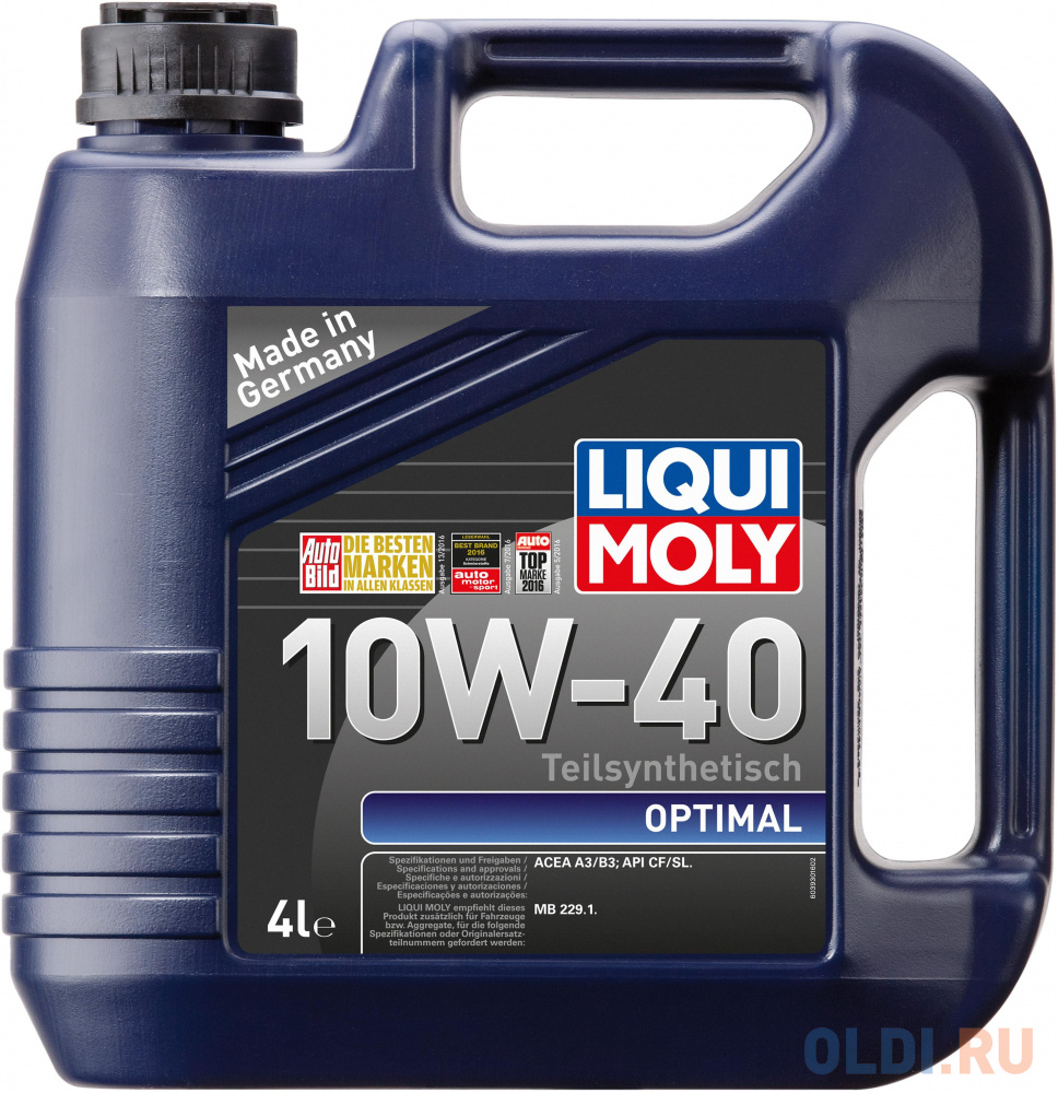 Полусинтетическое моторное масло LiquiMoly Optimal 10W40 4 л 3930 масло моторное полусинтетическое для 2 тактных двигателей liqui moly 2 takt motoroil 1л 3958