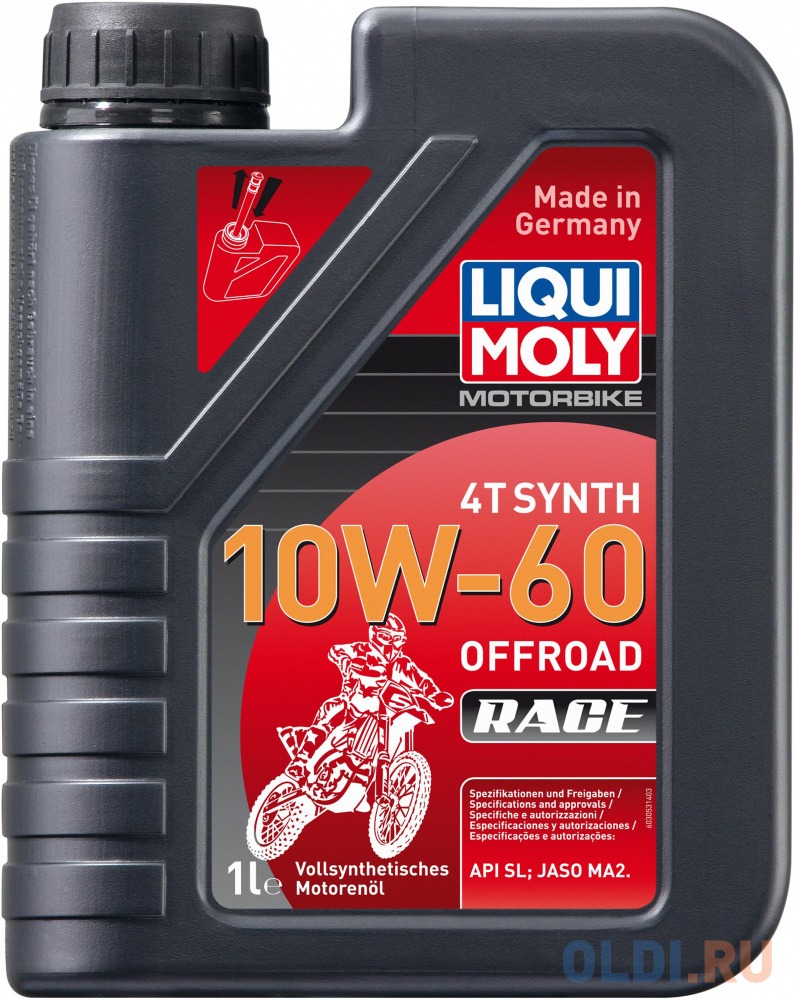 Cинтетическое моторное масло LiquiMoly Motorbike 4T Synth Offroad Race 10W60 1 л 3053 - фото 1